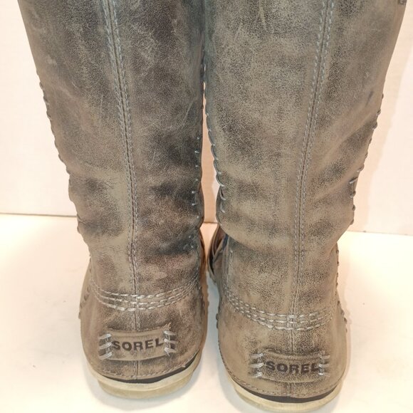SOREL Cate Women's Sz 5US/36EU Gray Tall Fur Lined Snow Boot Lace-Up - Picture 13 of 13